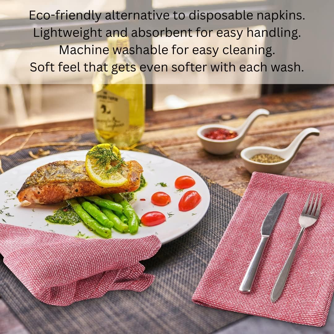 Juego de 12 servilletas de tela de cocina de hierba de primera calidad, 100% algodón, suaves y duraderas, ideales para comedor, restaurante, bodas y