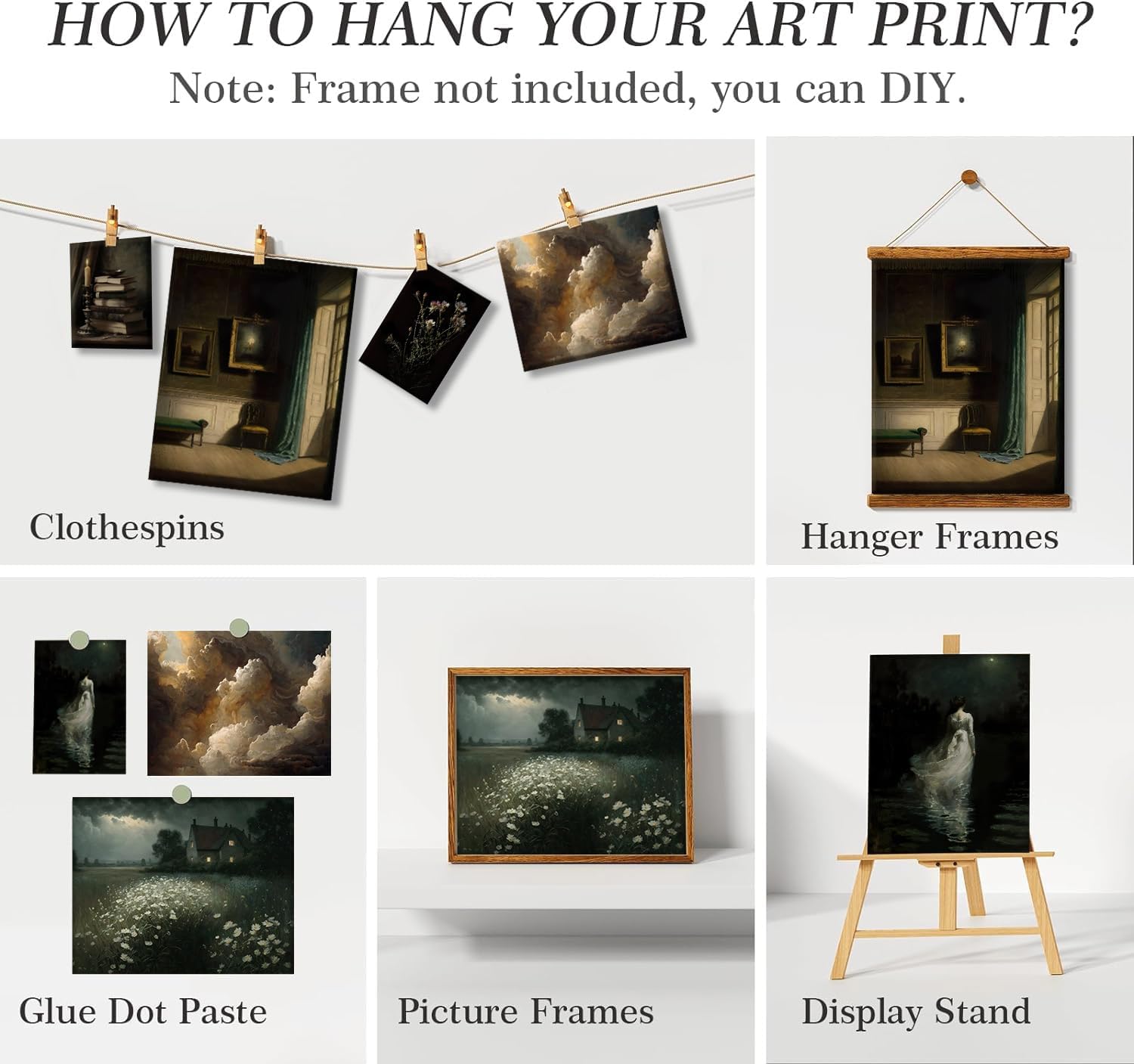 Impresiones artísticas victorianas vintage, arte de pared Dark Academia oscura, póster de retrato de dama vintage, hogar victoriano gótico,