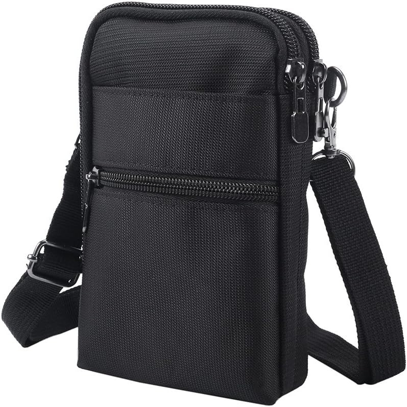 Sinbomay Riñonera cruzada para teléfono celular con bloqueo RFID, de nailon resistente al agua, estilo casual y a la cintura, cartera cruzada, bolsa