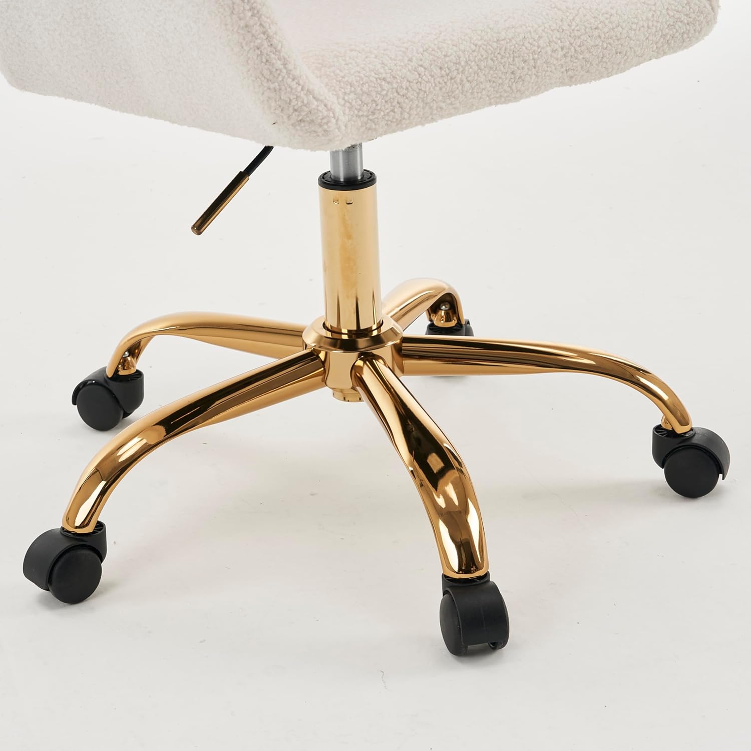 Silla de piel sintética blanca, moderna silla de oficina en casa con giratorio, altura ajustable, silla de maquillaje tapizada para mujeres y niñas
