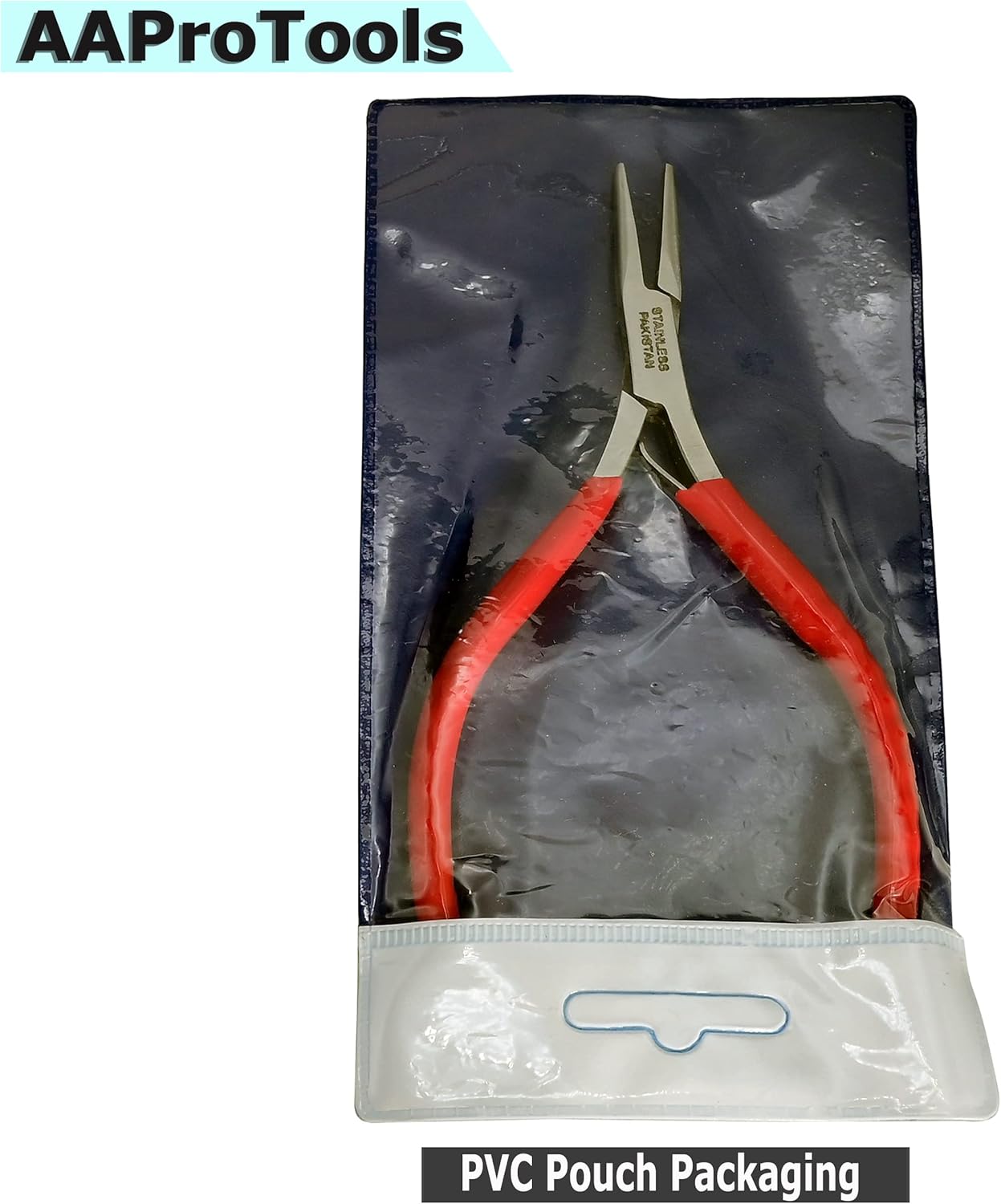 5 pulgadas mini alicates de punta larga de acero inoxidable con mango de agarre de PVC rojo – 311L