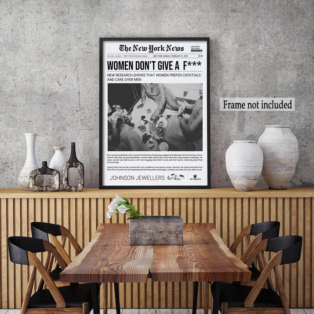 Pósteres de moda de New York News estilo periódico, impresiones en lienzo en blanco y negro, arte de pared vintage funky decoración de habitación