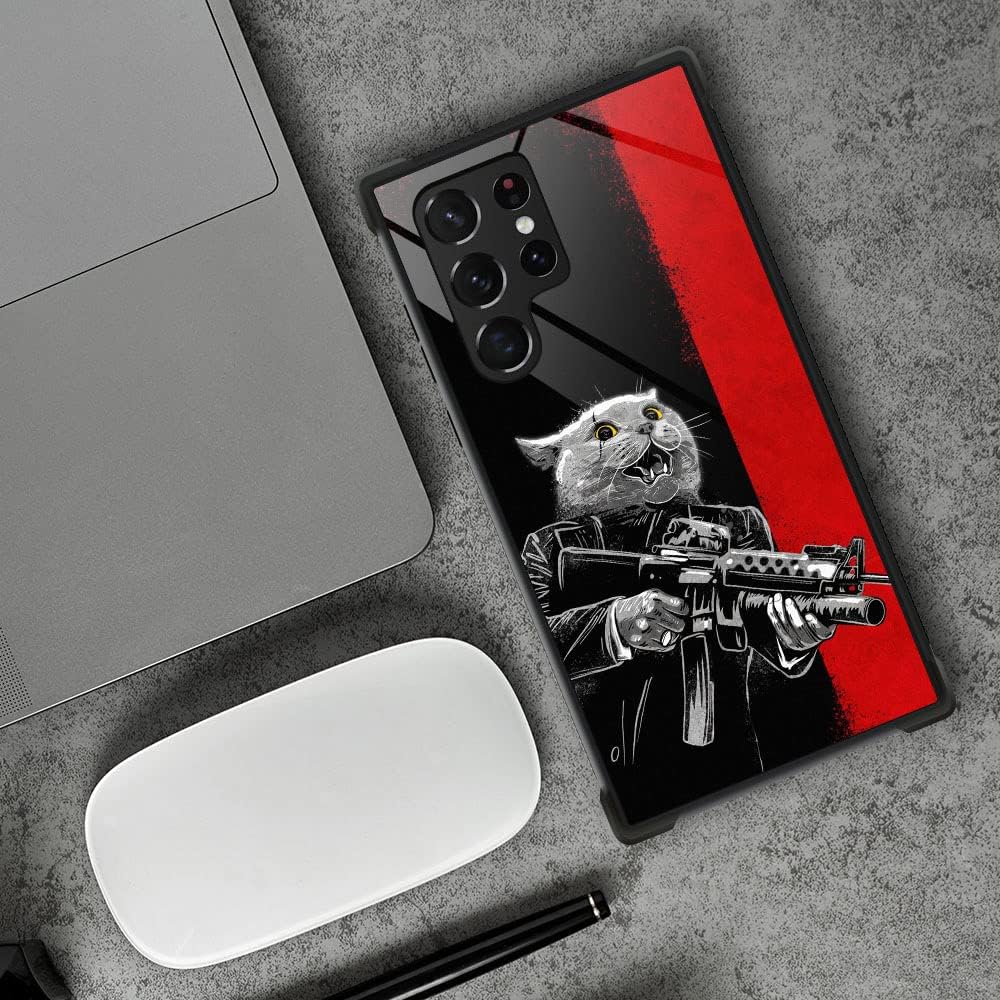 ZHEGAILIAN Funda compatible con Samsung Galaxy S23 Ultra, funda de gato de lucha para Samsung Galaxy S23 Ultra, funda para hombres y niños,
