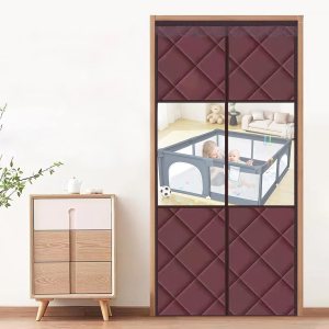 Cortina magnética para puerta con aislamiento térmico, puerta aislante con paneles visibles, apertura central, manos libres, cierre automático, Cortina magnética para puerta con aislamiento térmico, puerta aislante con paneles visibles, apertura central, manos libres, cierre automático,