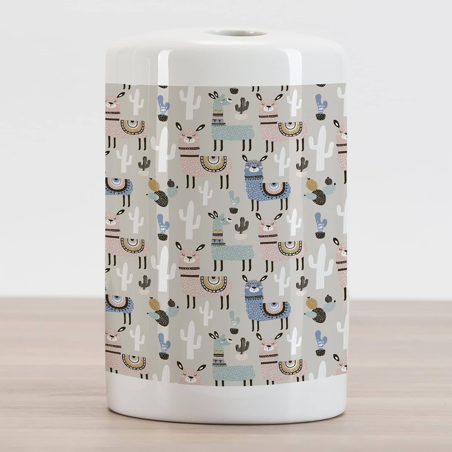 Ambesonne Hipster – Soporte para cepillos de dientes de cerámica, llama guanaco de animales sudamericanos dibujados a mano, impresión artística de