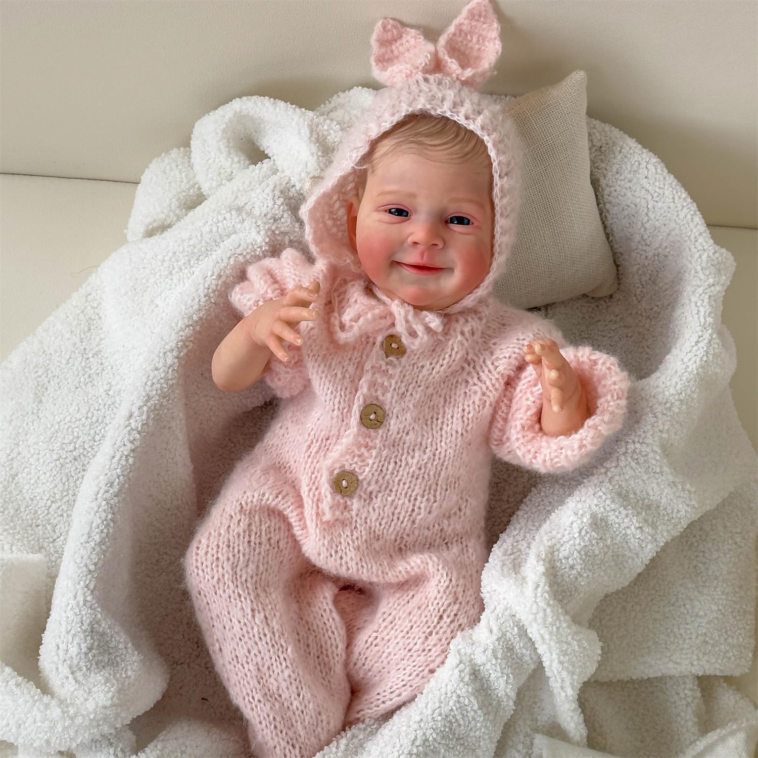 Anano Muñecas de bebé Reborn de 18 pulgadas, muñecas de bebé de la vida real que se ven reales de silicona bebé Reborn muñeca realista bebé niña
