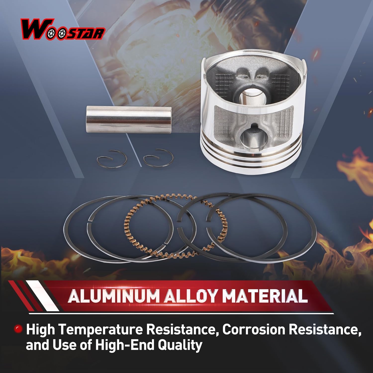 WOOSTAR Kit de anillo de pistón de 2.224 in de repuesto para CG125 CB125 XL125 CT125 SL125 TL125 CL125 chino ATV Quad Dirt Pit Bike Go Kart motor