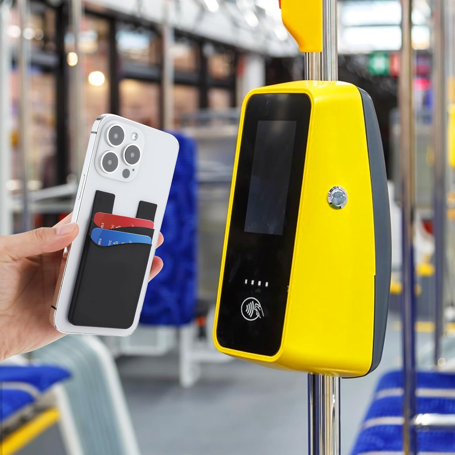3 carteras de teléfono para la parte posterior de la funda del teléfono, soporte adhesivo de silicona para tarjetas de crédito, compatible con