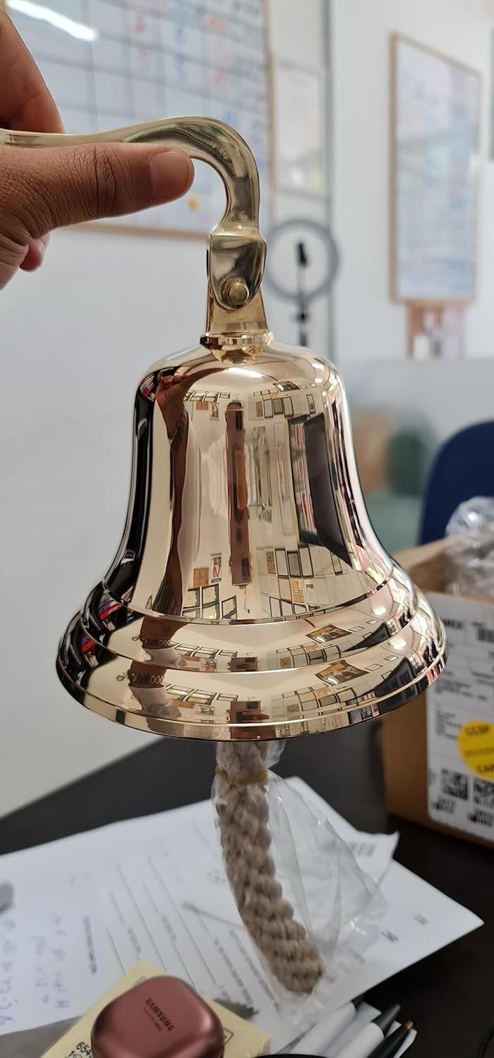 Campana colgante de latón macizo de 4 pulgadas para montar en la pared, perfecta para cenas, interiores, exteriores, escuela, bar, recepción, último