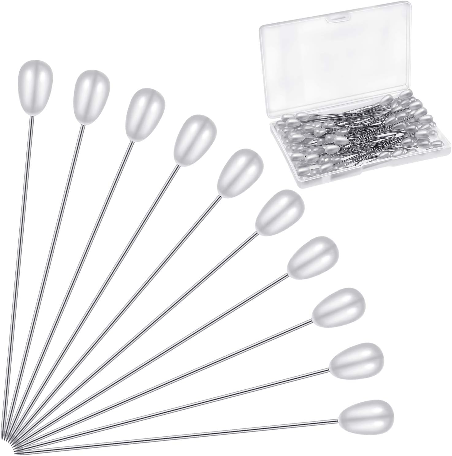 Alfileres de ramillete para ramo de boda, alfileres de cabeza recta blanca para manualidades, joyería, costura, decoración de flores de boda (200
