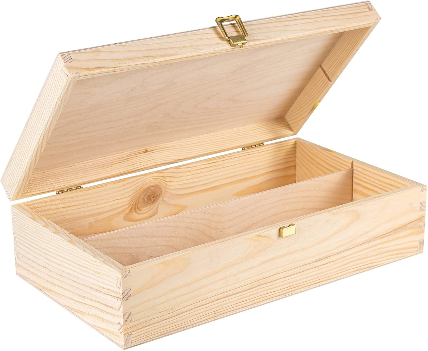 Caja de madera de vino sin pintar para almacenamiento de regalo, 2 botellas, 13.77 x 7.87 x 3.93 pulgadas, soporte de madera natural, caja de lujo