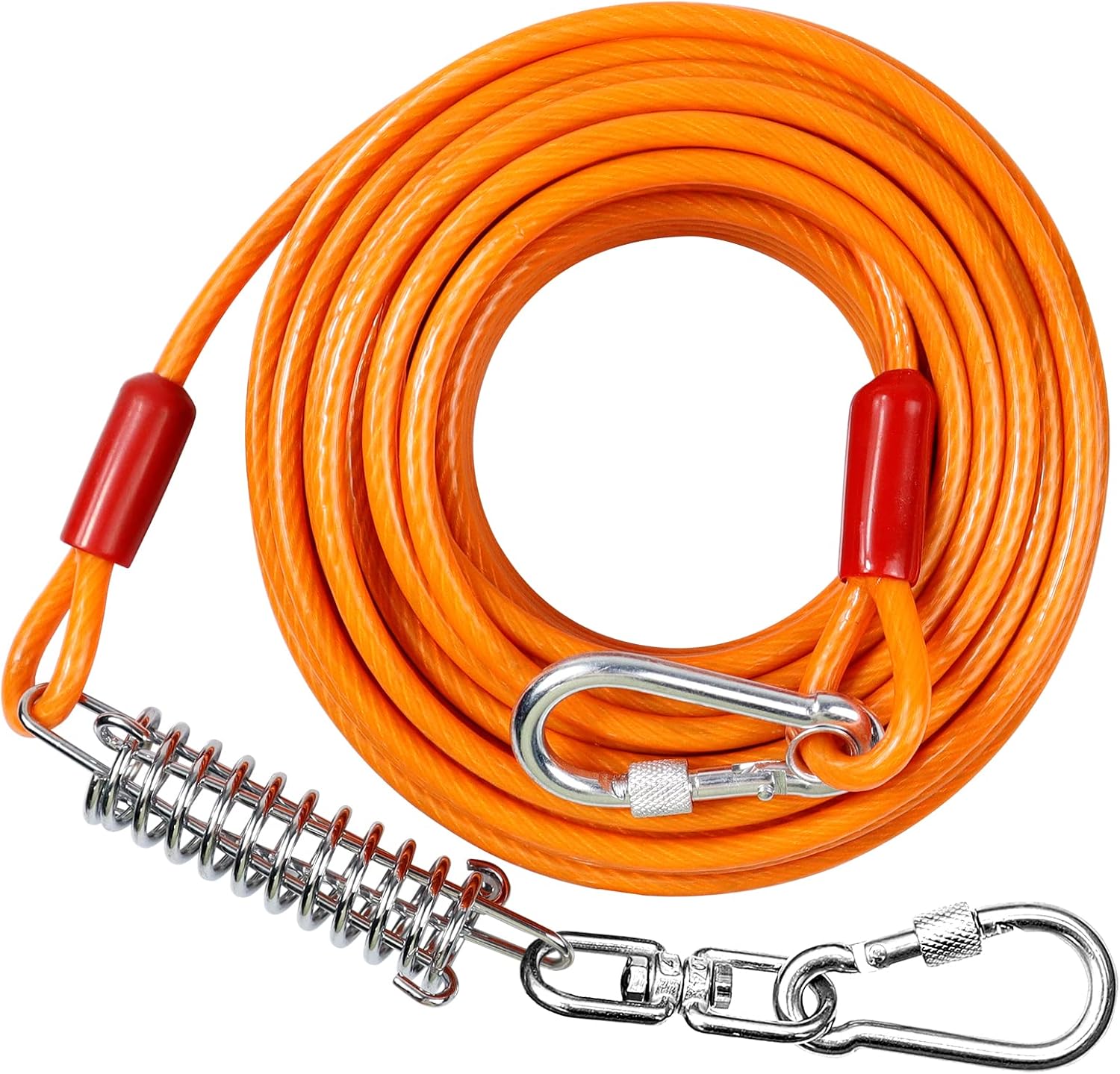 LUFFWELL Cable de amarre para perros, tapete extragrueso para acampar en el patio, correa de correr para perros de 3050 pies con resorte, ganchos