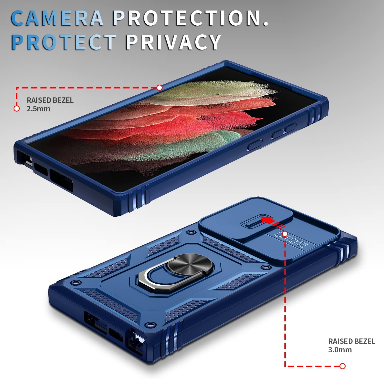 DAWEIXEAU Funda protectora para Galaxy S23 Ultra de 6.8 pulgadas, resistente a los impactos, con función atril para Samsung Galaxy S23 Ultra de 6.8