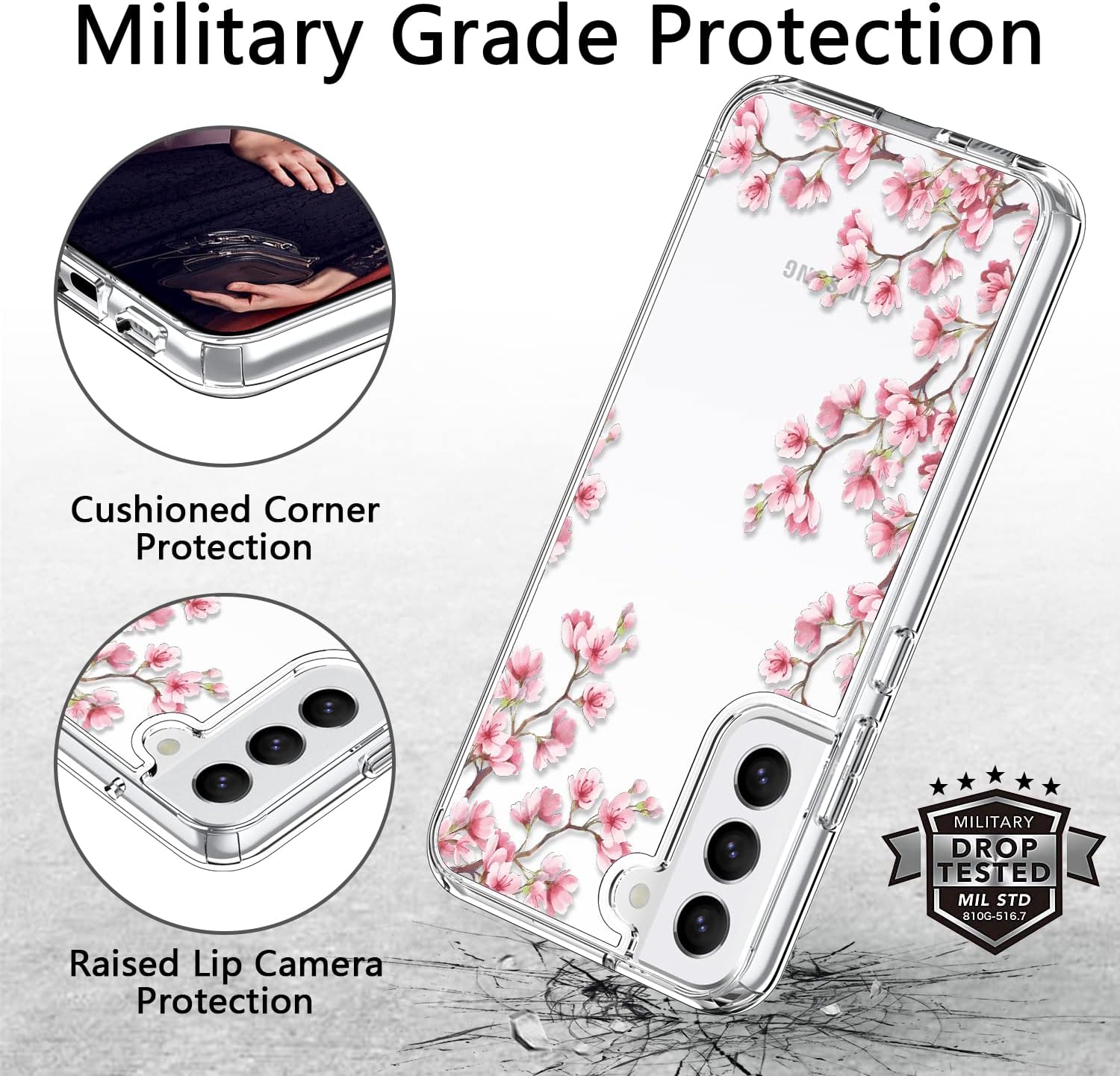ICEDIO Funda para Samsung Galaxy S22, delgada, transparente, con diseños de moda, para niñas y mujeres, funda protectora duradera y resistente para