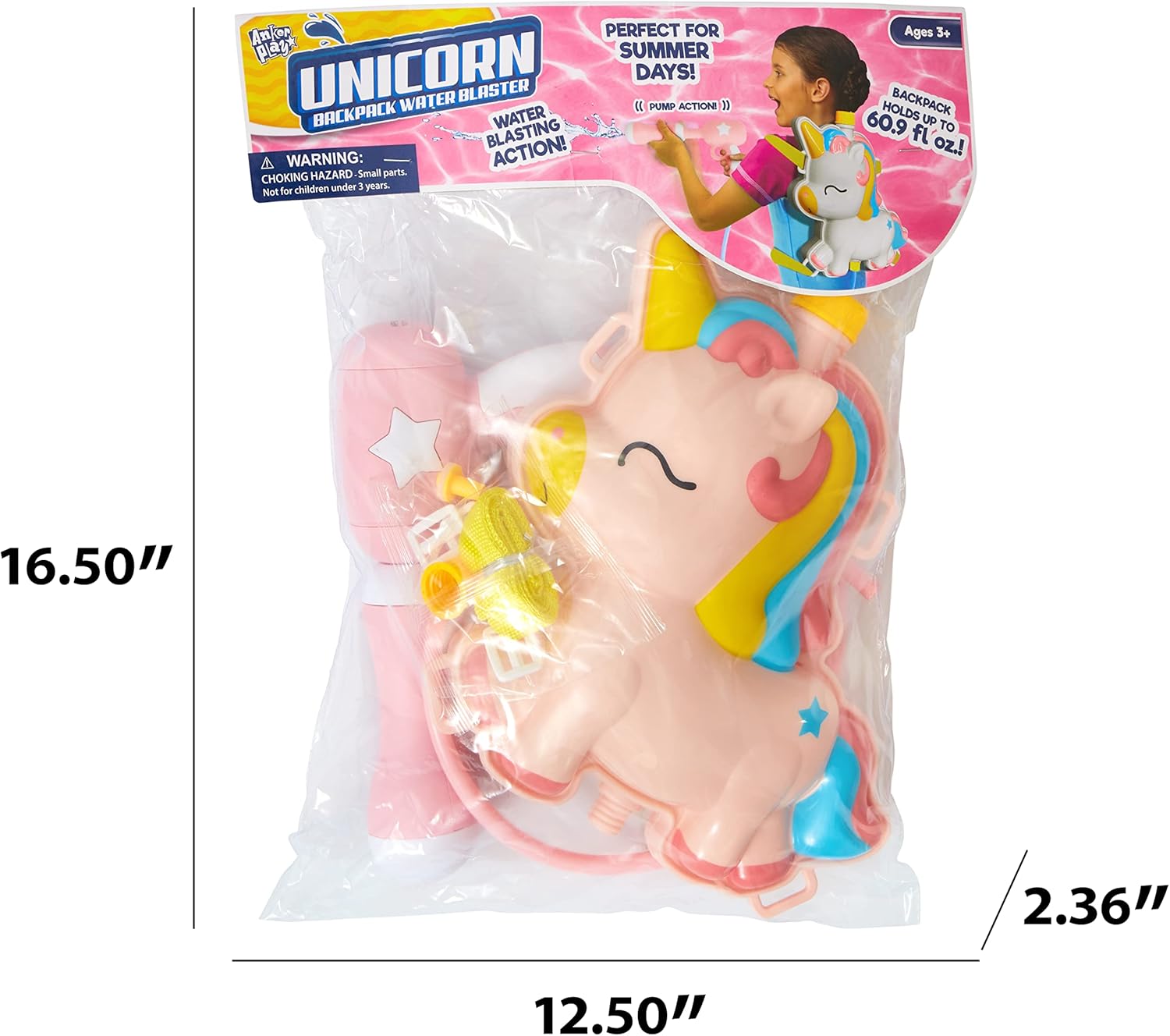 Unicorn Water Blaster – Mochila de unicornio para niños y niñas, juguete de verano para jugar al aire libre, juguetes de piscina, cada mochila tiene