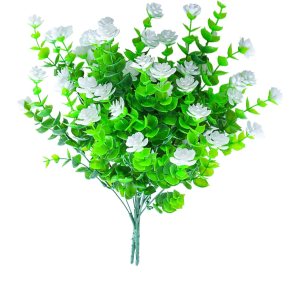 8 piezas de flores artificiales de plástico, resistentes a los rayos UV, no se decoloran, arbustos, flores al aire libre, plantas verdes, rosas 8 piezas de flores artificiales de plástico, resistentes a los rayos UV, no se decoloran, arbustos, flores al aire libre, plantas verdes, rosas