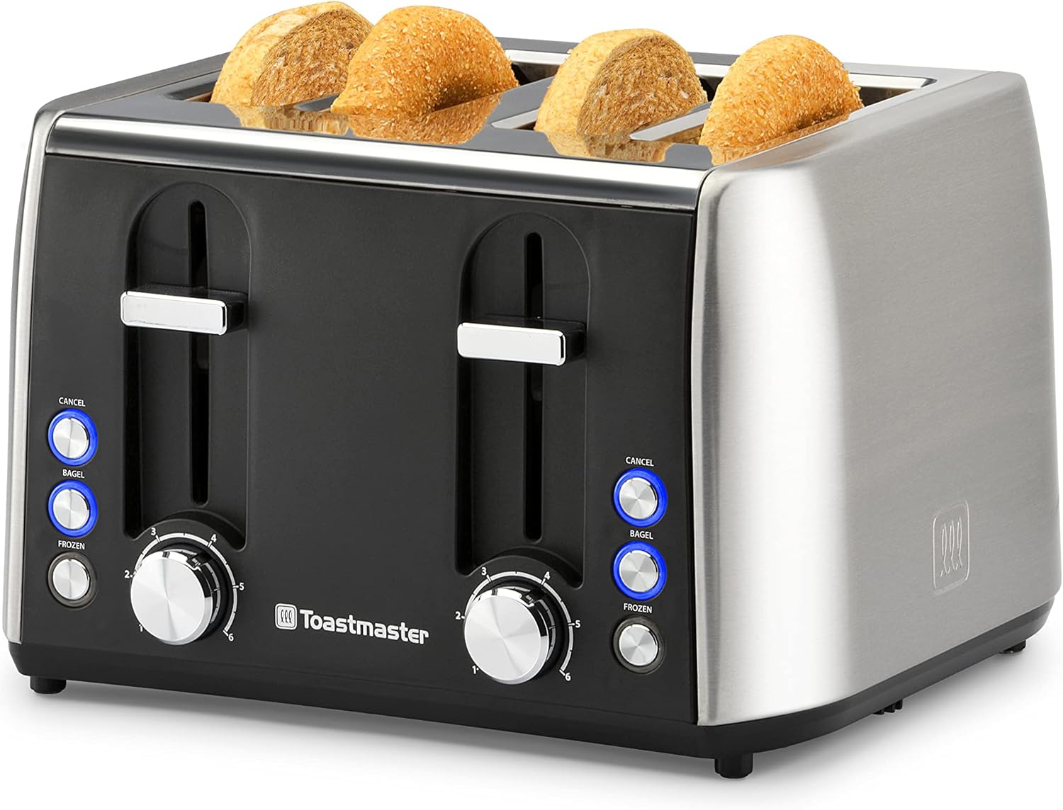 Toastmaster Tostadora rápida de 4 rebanadas, inoxidable y negro, TM-49TS