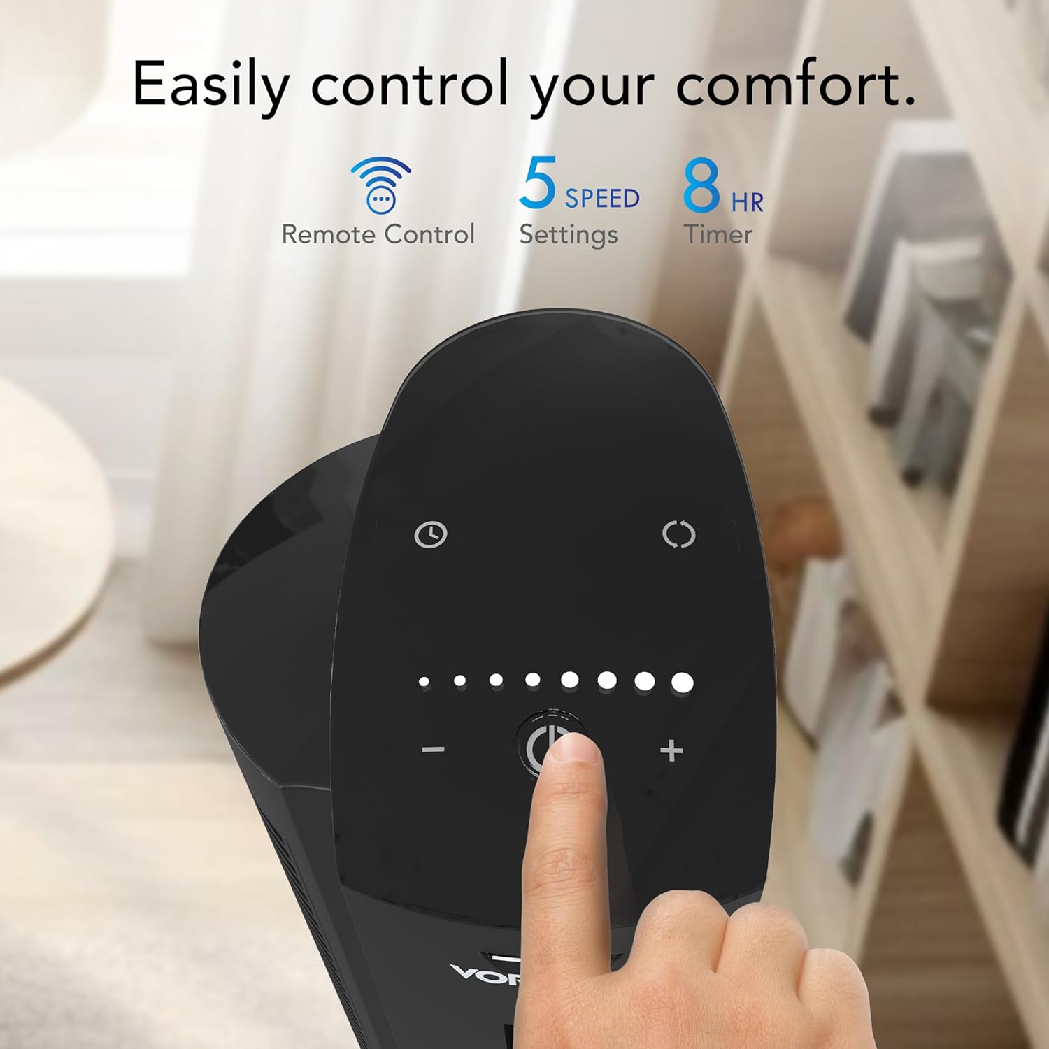 Vornado OZI42 – Ventilador de torre circulador de aire para toda la habitación con control remoto