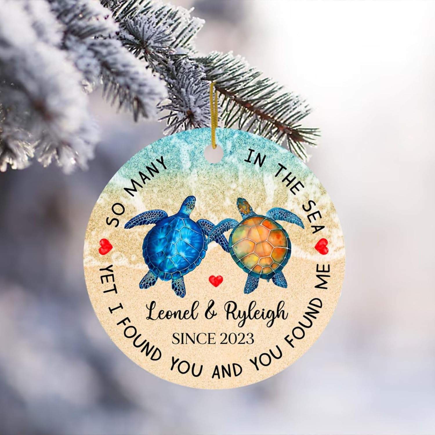 Adorno con texto en inglés “I Found You and You Found You”, decoración de Navidad para colgar, decoración de Navidad para parejas, regalo para