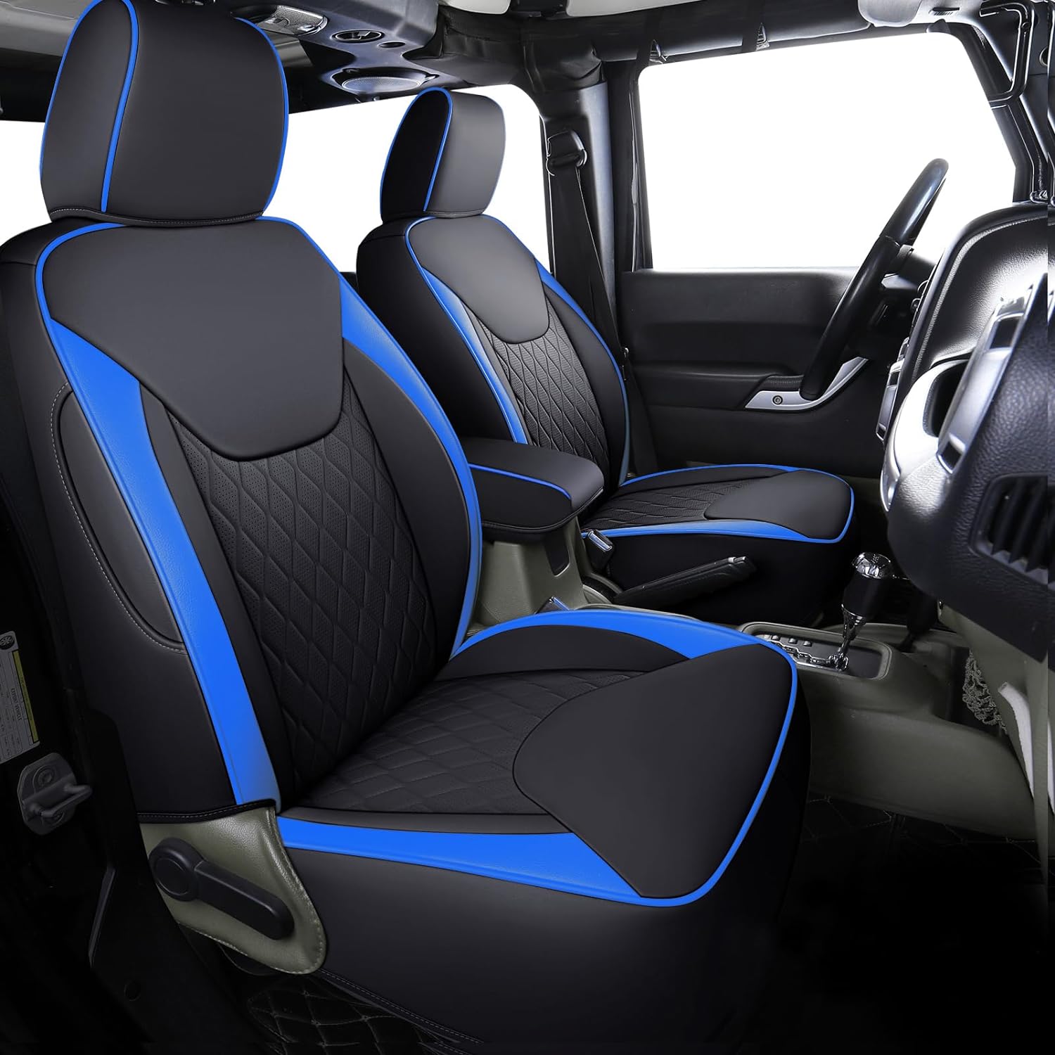 Coverado Jeep Wrangler JK JL – Juego completo de fundas de asiento de automóvil de 4 puertas, fundas impermeables para asientos de automóvil, ajuste