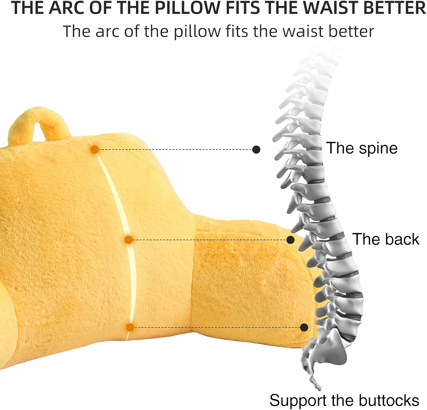 Aimuan Almohada de lectura para descansar en la cama con brazos, cojín de piel de conejo para adultos y adolescentes, inclinación para descansar