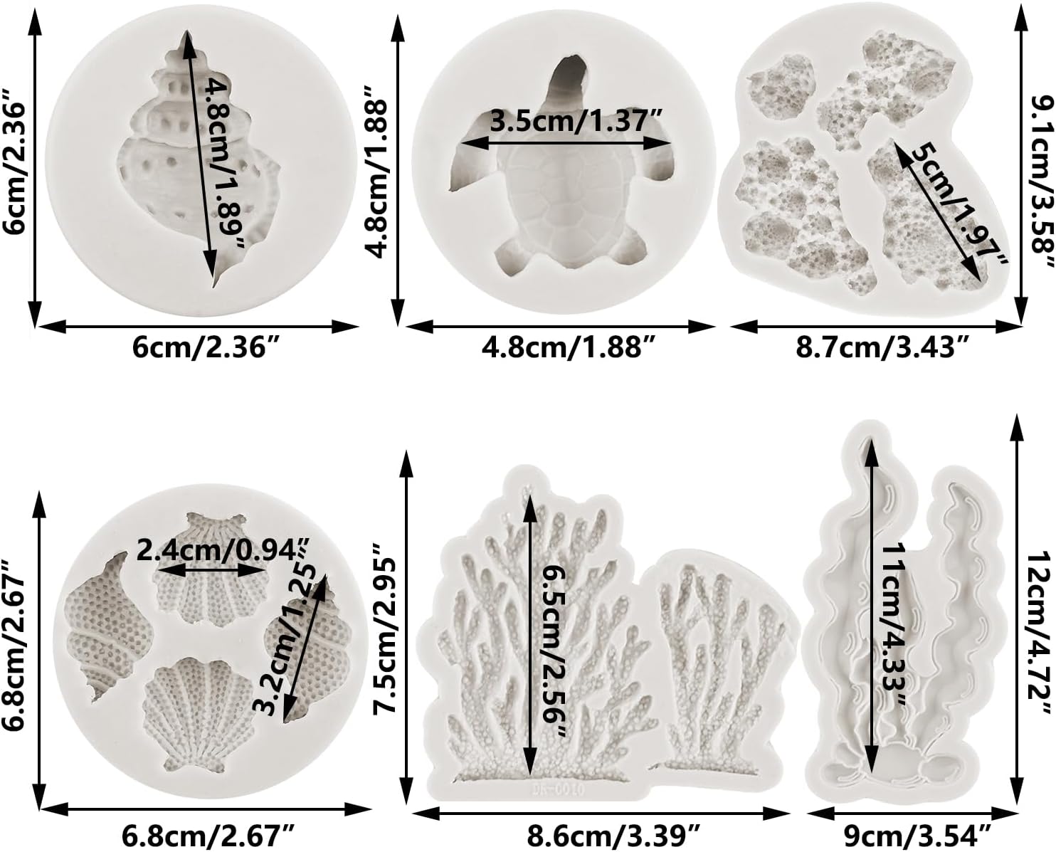 Moldes de fondant con temática marina, tortuga marina, concha, algas marinas, coral, moldes de silicona para decoración de pasteles, decoración de
