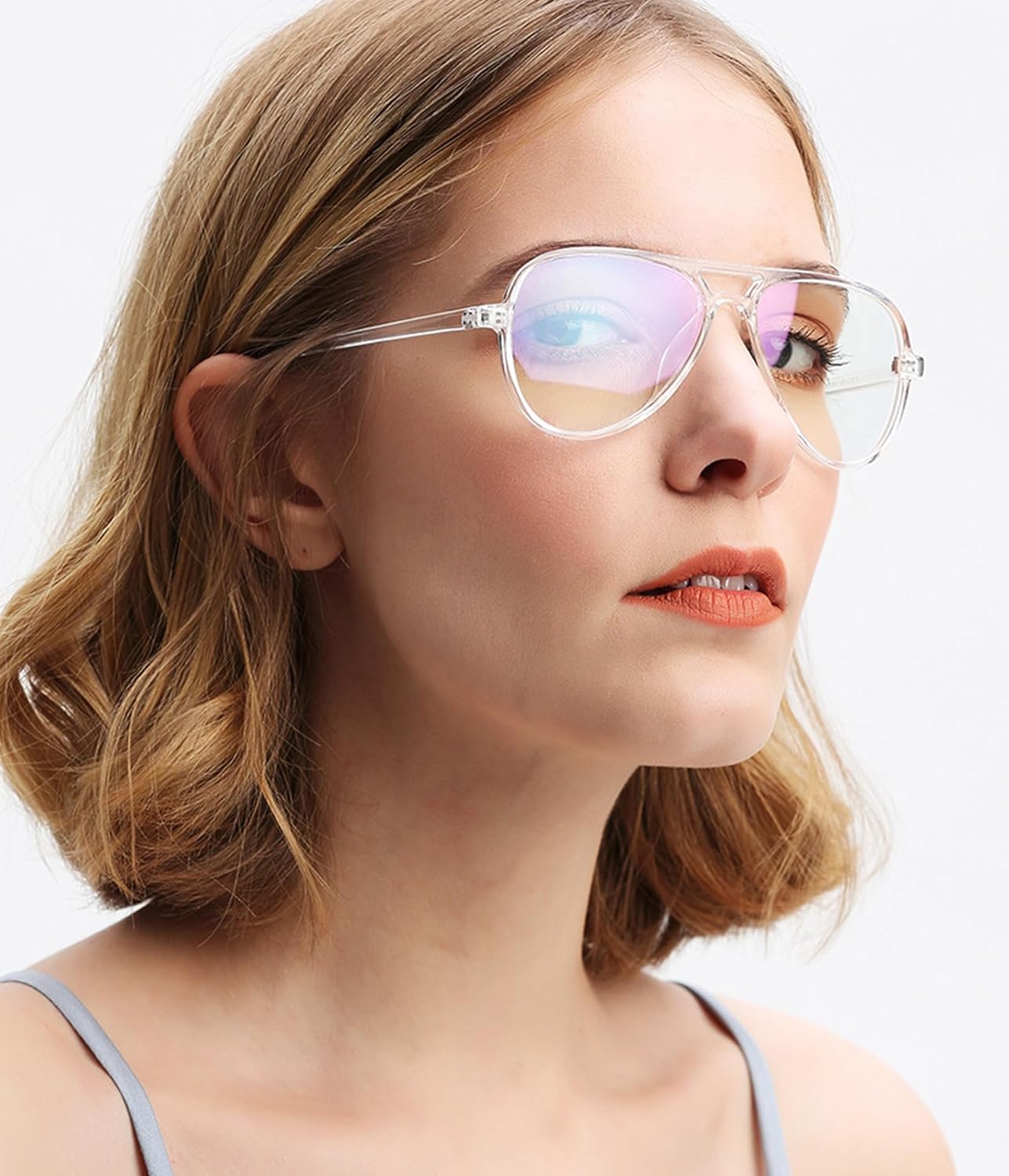 ZIMUSUN Gafas de aviador retro con luz azul para mujeres y hombres de los años 70, gafas de piloto con marco de gran tamaño, antifatiga ocular