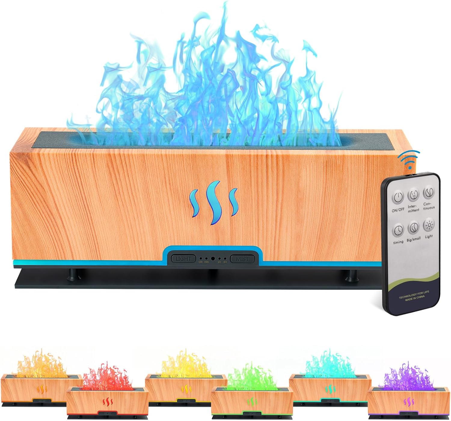 Difusores de aceite esencial de 7 colores mejorados, humidificador difusor de aroma de aire de llama, difusor ultrasónico de aromaterapia de 6.8 fl