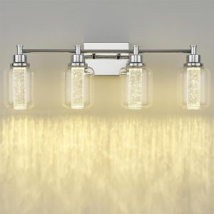 zeyu ZJF74B LED-4W CH – Lámpara de baño de 4 luces, 18 W, con 3 modos de color (3000 K4000 K5000 K), lámpara de pared regulable para baño, acabado zeyu ZJF74B LED-4W CH – Lámpara de baño de 4 luces, 18 W, con 3 modos de color (3000 K4000 K5000 K), lámpara de pared regulable para baño, acabado