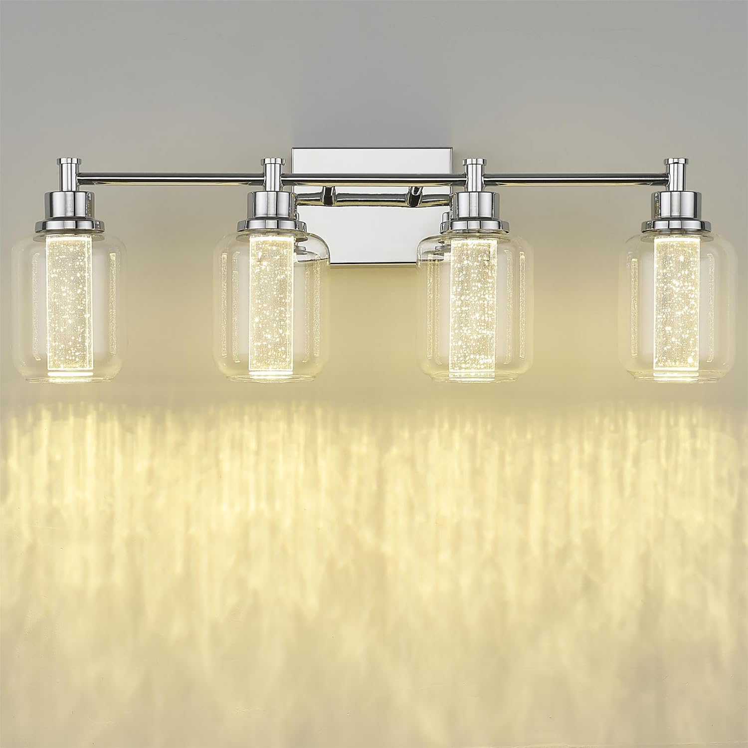 zeyu ZJF74B LED-4W CH – Lámpara de baño de 4 luces, 18 W, con 3 modos de color (3000 K4000 K5000 K), lámpara de pared regulable para baño, acabado
