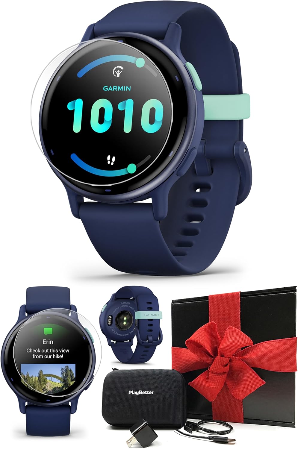 PlayBetter Garmin vivoactive 5 (Metallic Navy) Reloj inteligente con GPS para fitness, reloj de salud con pantalla AMOLED, hasta 11 días de batería,