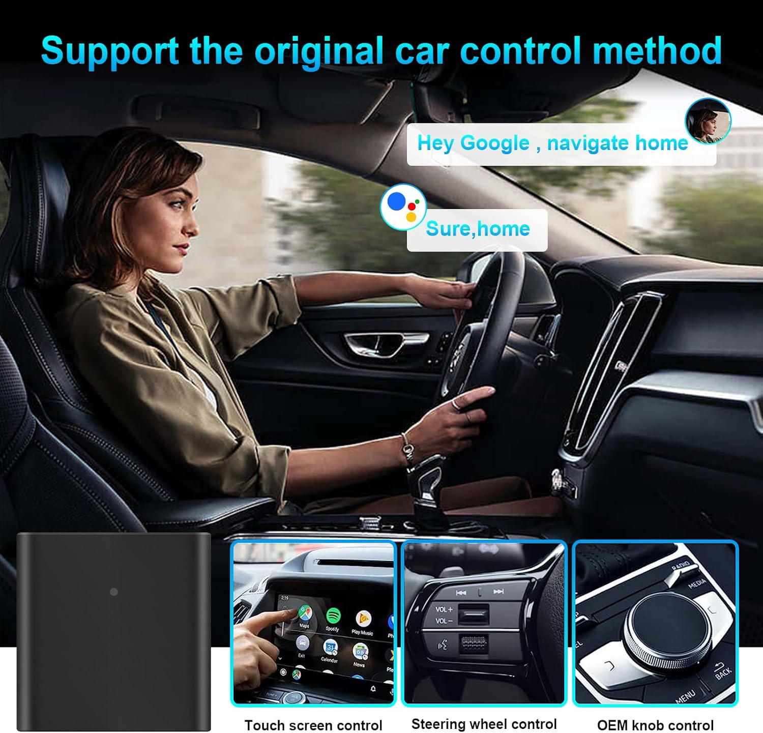 EZoneTronics OEM-Fábrica-Android-Adaptador Inalámbrico Automático,Modelos de Coche Automáticos Android con Cable Plug and Play Dos Pasos para
