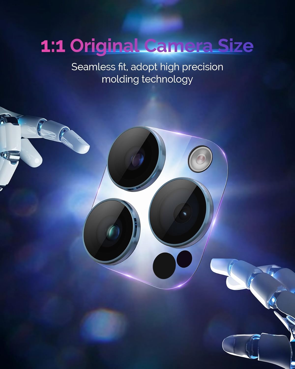 Protector de lente de cámara de diseño para iPhone 15 ProiPhone 15 Pro Max, cobertura completa, disparo nocturno HD, vidrio templado 9H, cubierta de