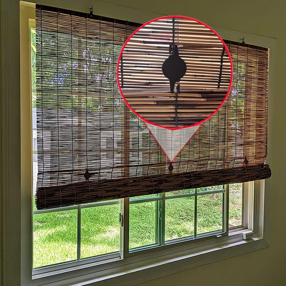 Persianas colgantes enrollables de bambú para ventana, persianas romanas de bambú sin cordones con levantador, 16, 28, 30, 34, 36, 48, 60, 72, 78
