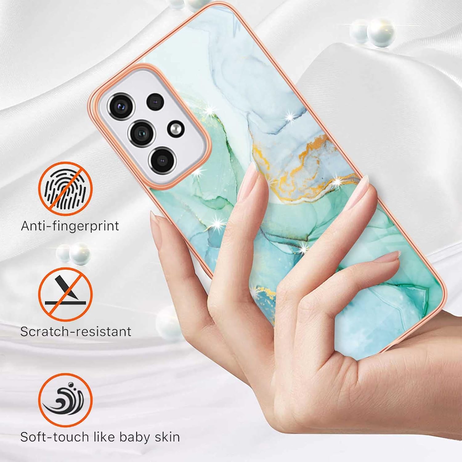 CCSmall Funda con diseño de mármol para Samsung Galaxy A13 4G (no 5G), 360 integrado giratorio con soporte de anillo y soporte, delgada, a prueba de