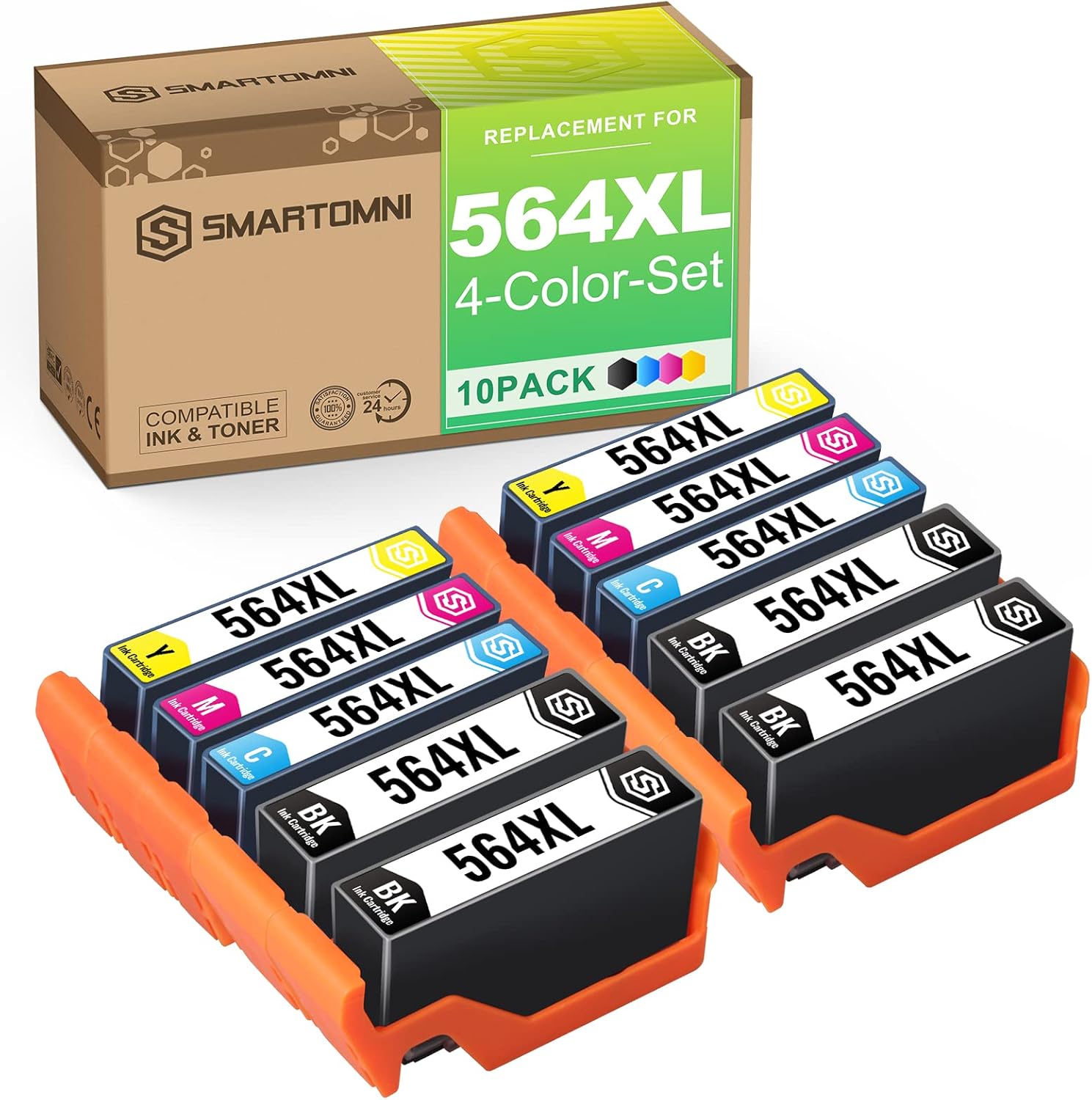 Cartucho de tinta compatible 564XL (paquete de 10) de repuesto para HP 564XL para HP DeskJet 3522 3520 Officejet 4620 Photosmart 5520 6510 6515 6520