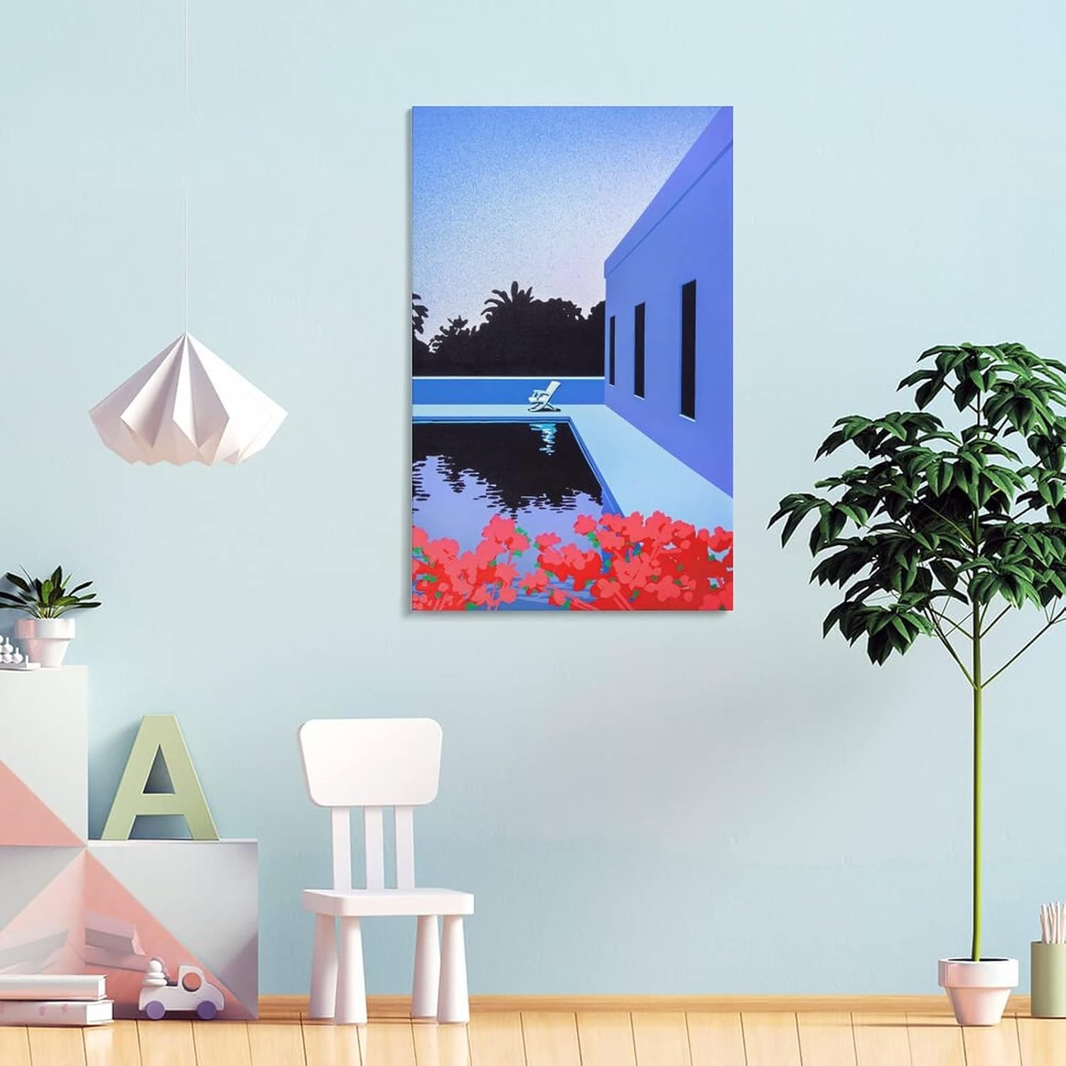 Hiroshi Nagai – Arte de pared – Pinturas de paisajes tropicales modernos y surrealistas, póster de 2 obras de arte, póster impreso para pared,