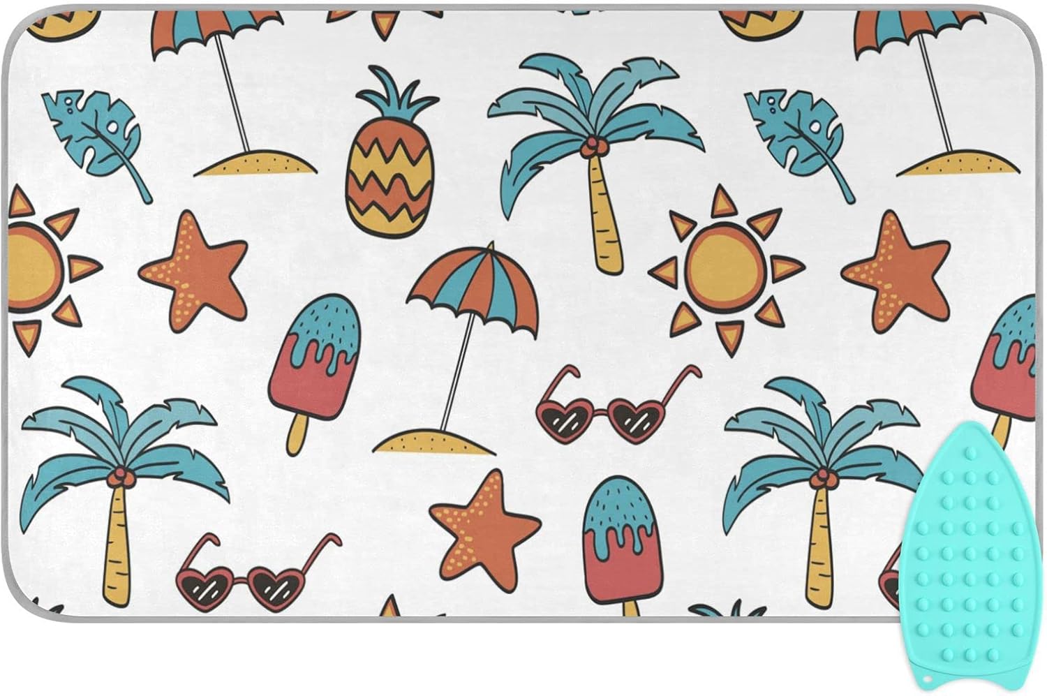 Summer Cute Homes – Alfombrilla de planchado (grande, 47 x 28 pulgadas) con acolchado de 0.118 in y soporte de silicona para planchar al vapor en la