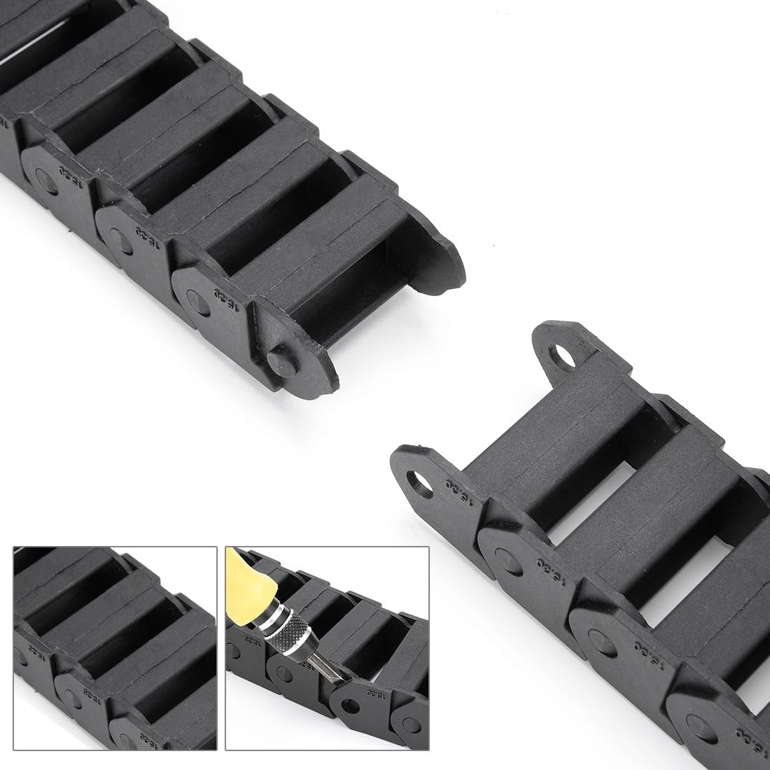 uxcell R28 0.591 in x 1.181 in de plástico negro Cable portador de cable de arrastre de la cadena 1M de longitud para CNC