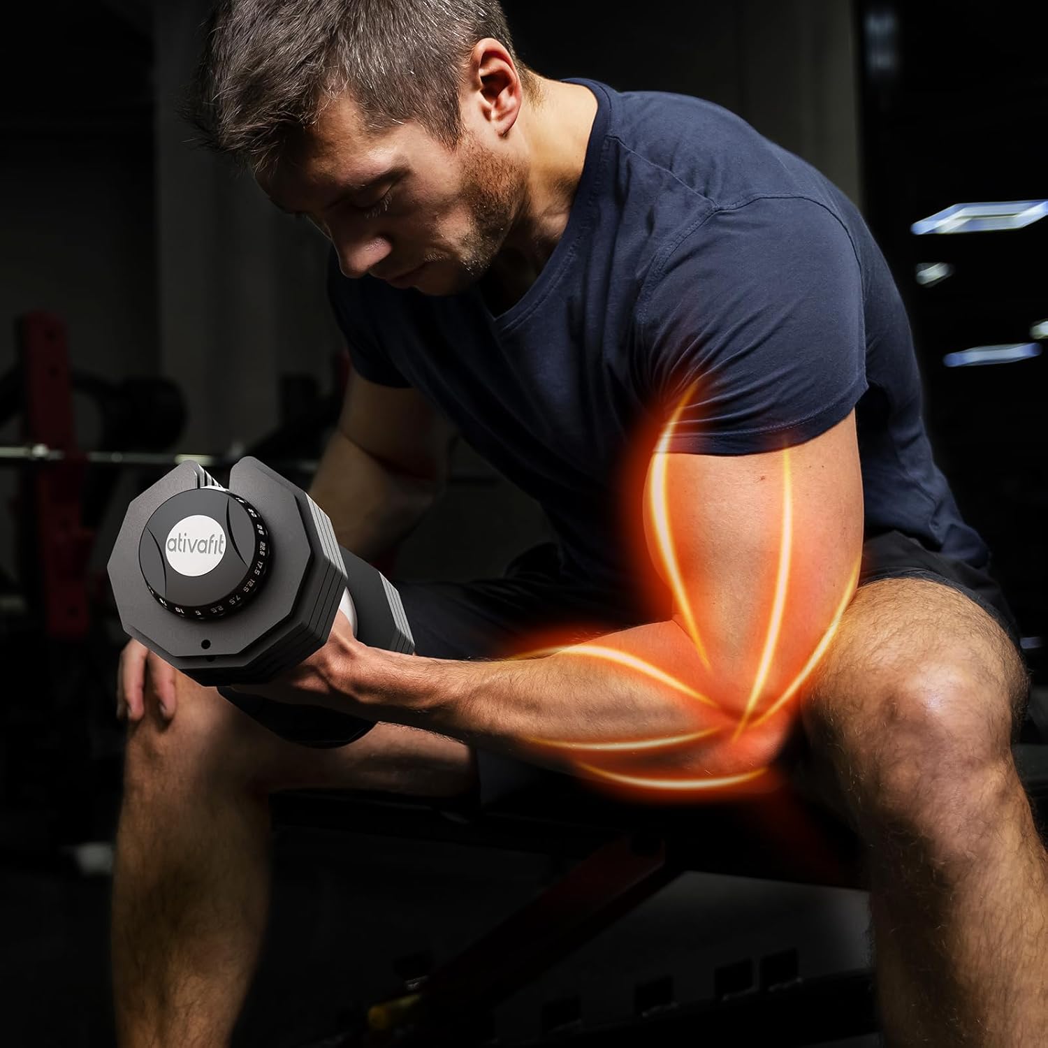 ATIVAFIT Adjustable Dumbbell Set, 55LB Dumbbell Weights Set, 10 in 1 Free Weights Fast Adjusted by One Hand, Dumbbells with Safety Lock, Anti-Slip - Imagen 8