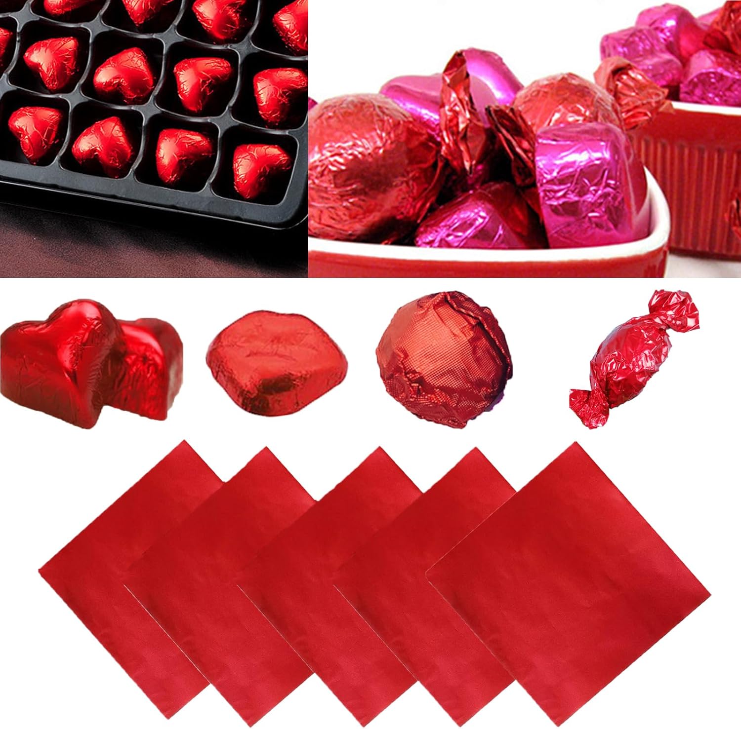 100 envoltorios de caramelo de aluminio, envoltorios de barra de caramelo de 4 x 4 pulgadas, envoltura cuadrada de papel de aluminio para barras de