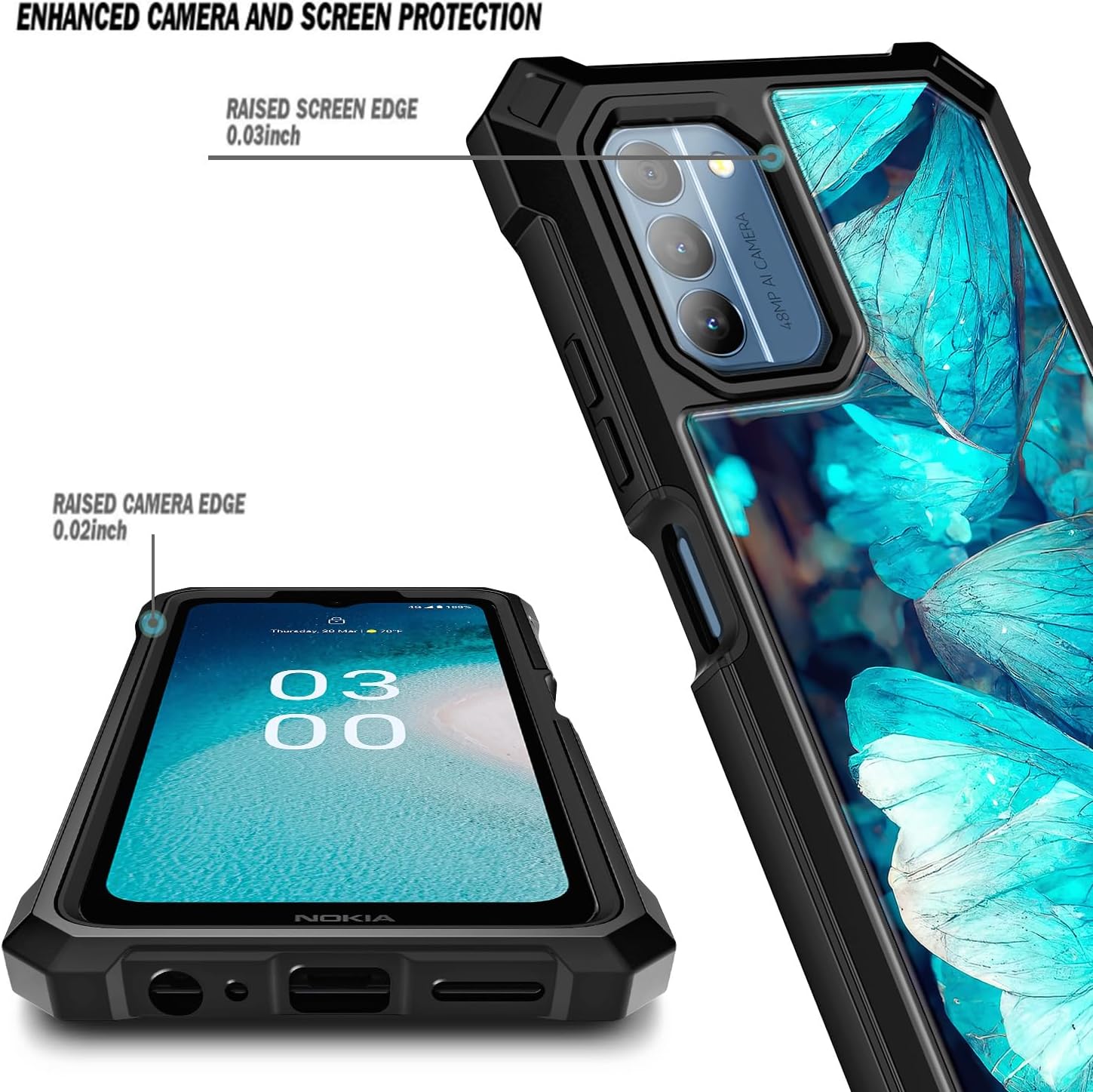 NZND Funda para Nokia C300 (N155DL)Nokia G100 (N150DL) con protector de pantalla incorporado, funda protectora de cuerpo completo a prueba de