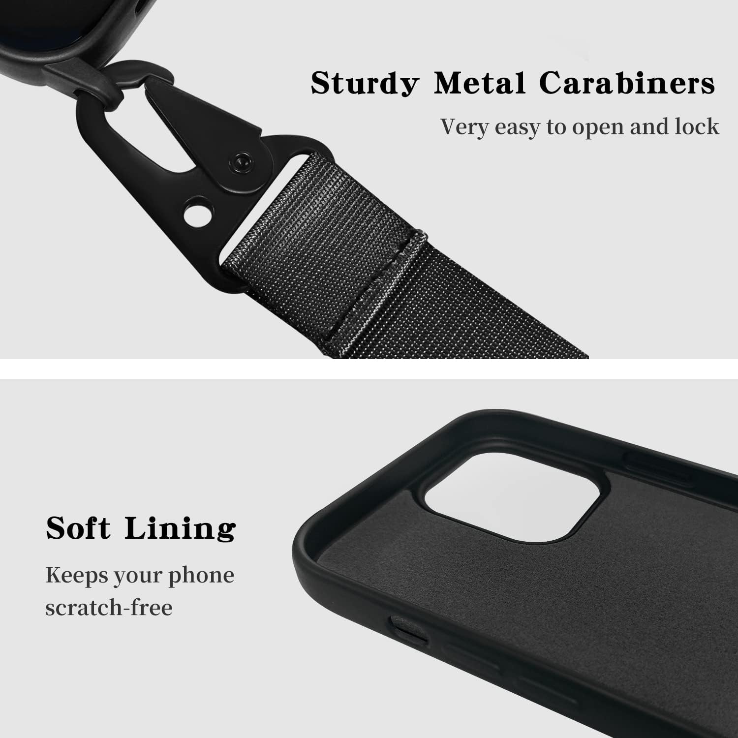 Funda compatible con iPhone 15 Pro con cordón, funda cruzada para iPhone con correa ajustable a prueba de golpes protección contra caídas, funda de