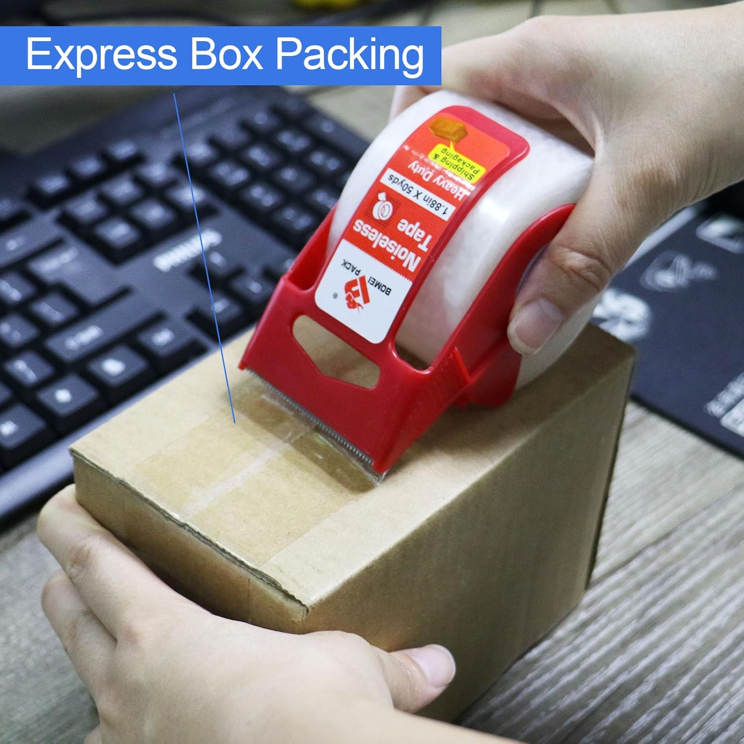 BOMEI PACK Recambios de cinta de embalaje resistente y silenciosa, 1.88 pulgadas x 50 yardas, para envío, correo, mudanza y almacenamiento, repuesto