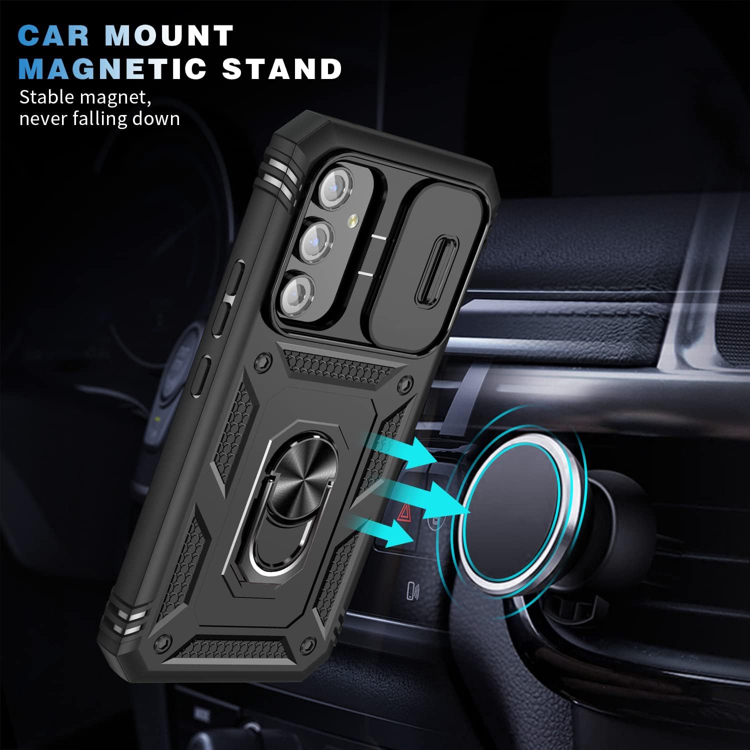 IYTRRYH Funda para Samsung Galaxy A54 5G con 2 protectores de pantalla de vidrio templado, con anillo magnético y cubierta de cámara a prueba de