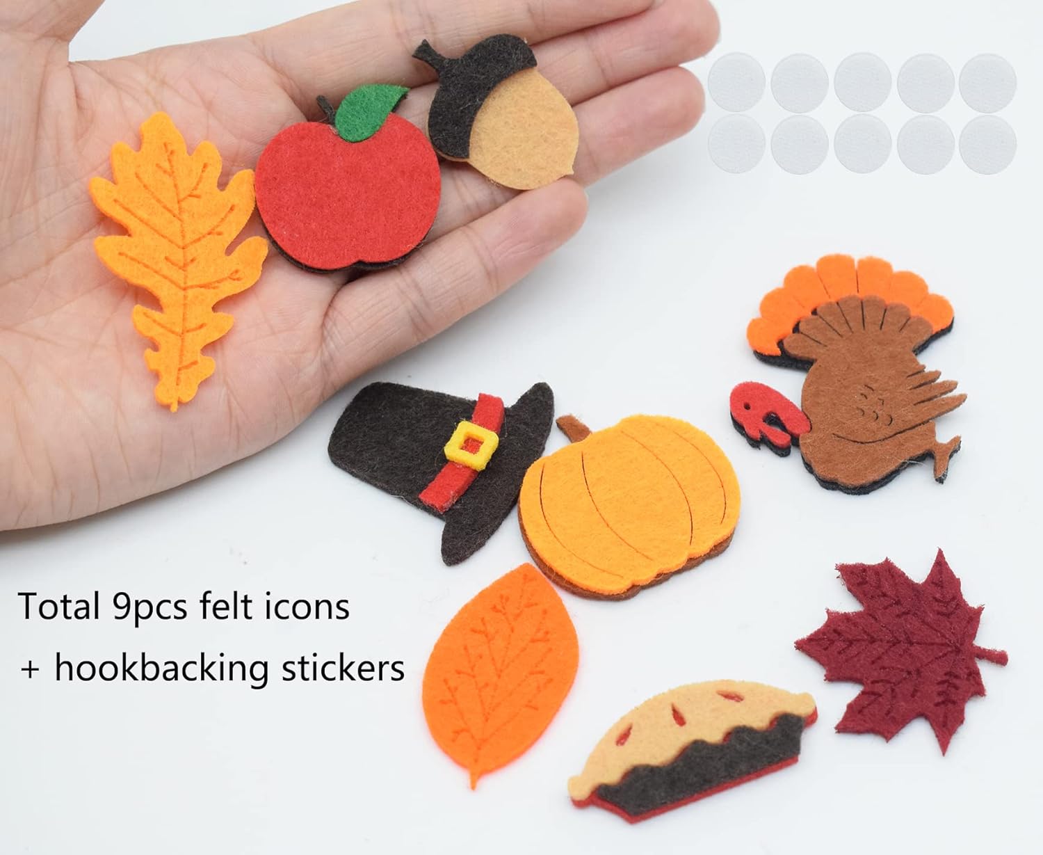 9 piezas de fieltro de Acción de Gracias, iconos de decoración de tablero de fieltro de otoño, accesorios de fieltro de otoño, decoración de tablero