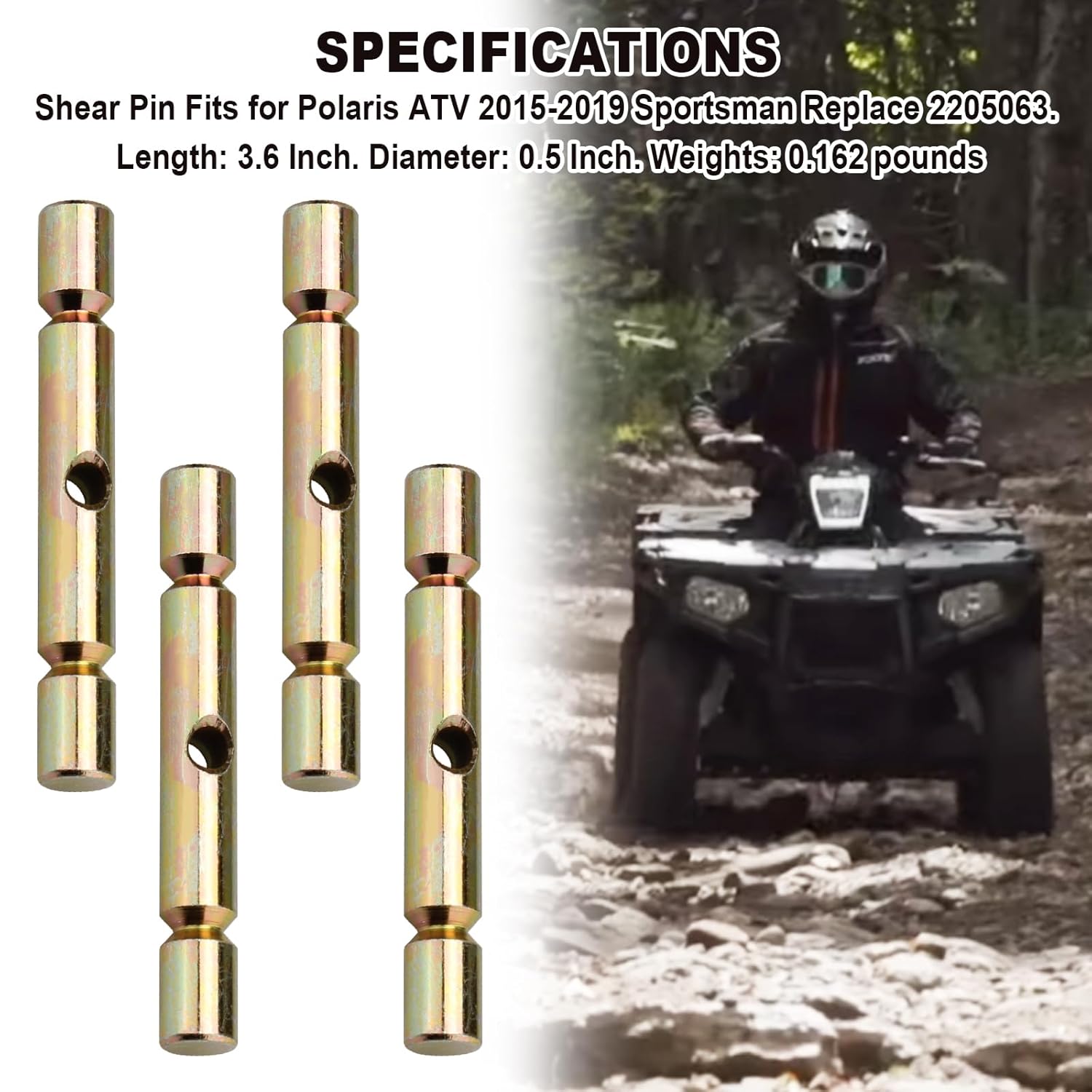 Pasador de corte (4 piezas) se adapta a Polaris ATV 2015-2019 Sportsman Reemplazar 2205063, accesorios de pasador de cizalla de arado de nieve de