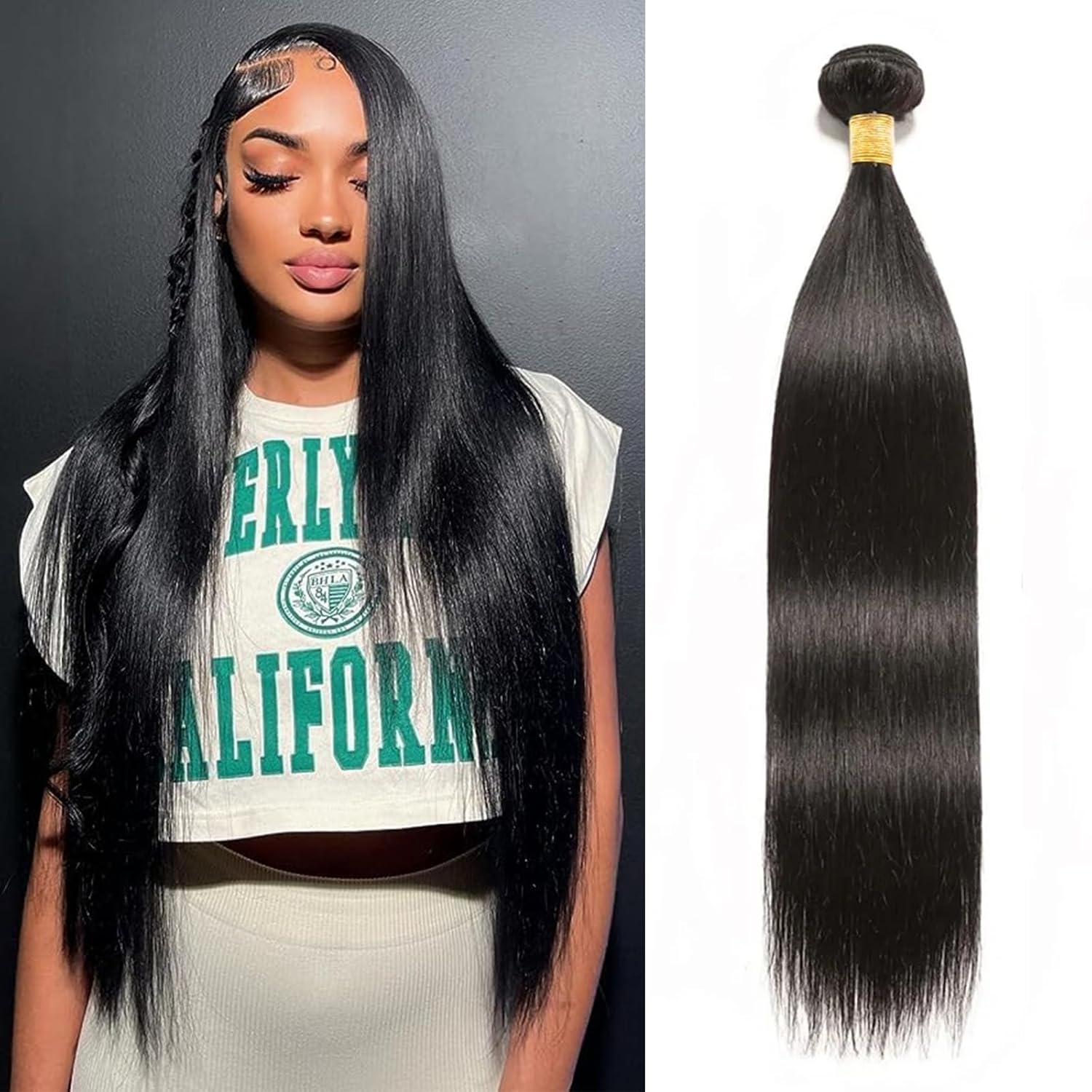 Paquetes de cabello humano 10A, un solo cabello humano lacio y sedoso para mujeres negras, 14 pulgadas, 100% sin procesar, virgen, sin procesar,