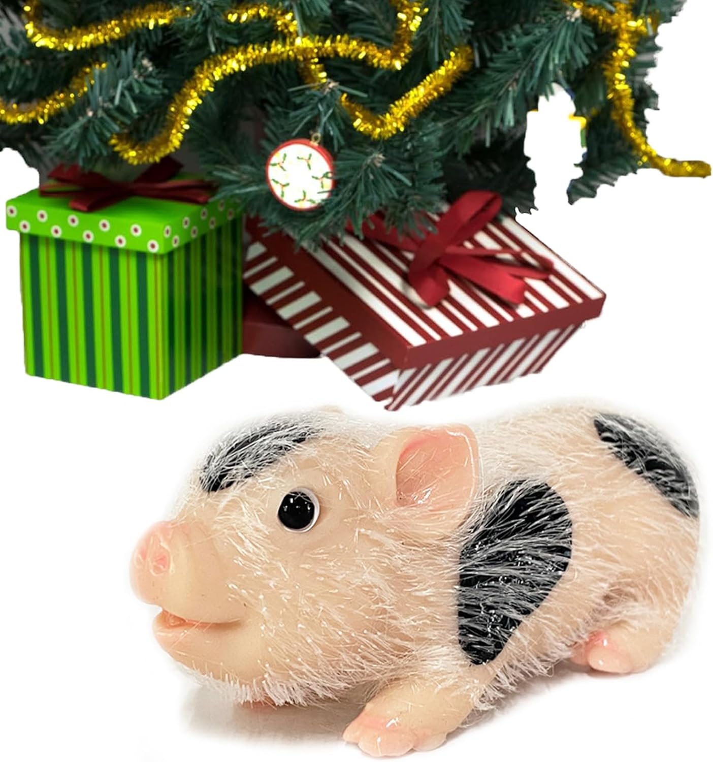Qsincth Mini cerdito de silicona de 5 pulgadas, lindos juguetes de cerdo de lunares negros, lindos animales realistas, mini muñeca de cerdo de bebé,