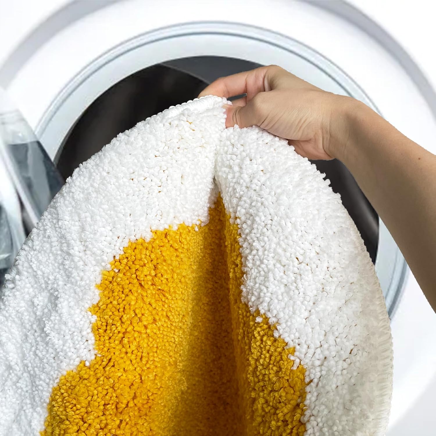 Juego de 2 alfombras y tapetes de baño, suaves y peludos para suelo de ducha, lavables a máquina (pudín de mousse crema)